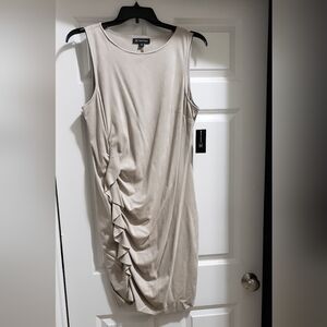 INC International Concepts Beige Ruched Midi Dress